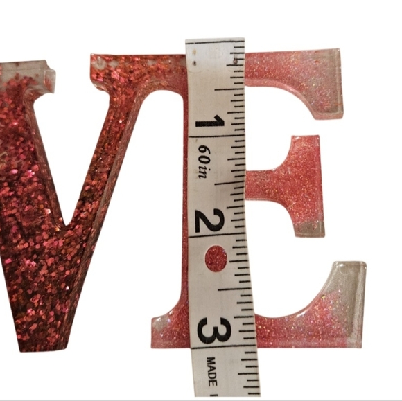 Handmade Resin Pink Glitter LOVE Sign glitter pink Fluid Art Valentine's Day - Picture 12 of 16